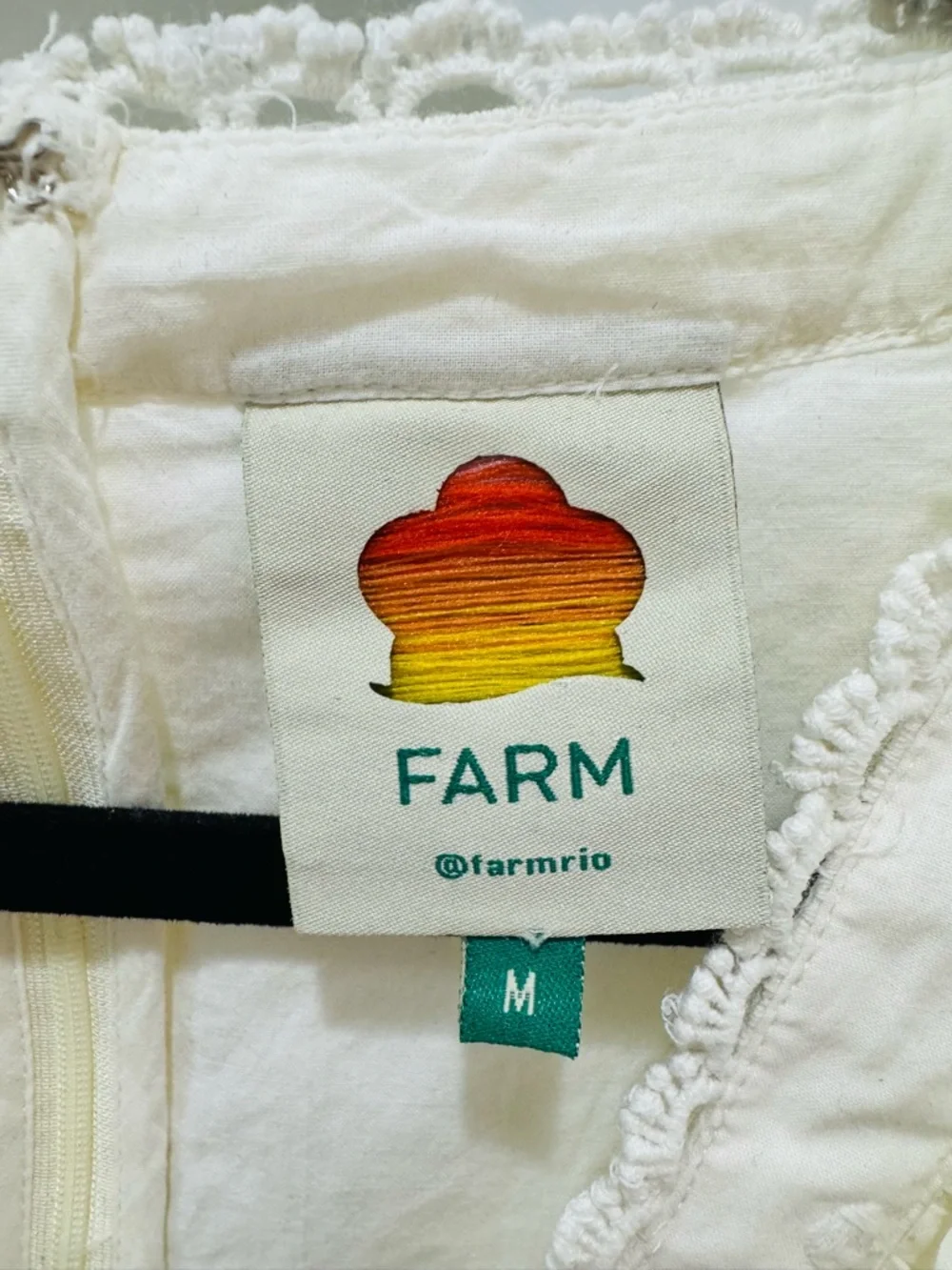 FARM Rio Ivory Eyelet Ruffle V-Neck Dress with Multicolor Beaded Dots - Picture 14 of 16